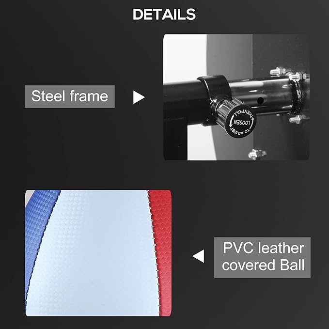 Soozier Speed Bag Boxing Punching Bag with Height Adjustable, Wall Mount Door Speed Bag, Martial Arts, MMA, and Boxing Equipment for Home Training, 9" H x 7" Dia.