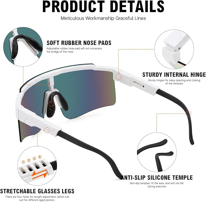 MALIDAK Sports Sunglasses for Mens Women Youth Baseball Sunglasses UV400 Protection Men Cycling Glasses