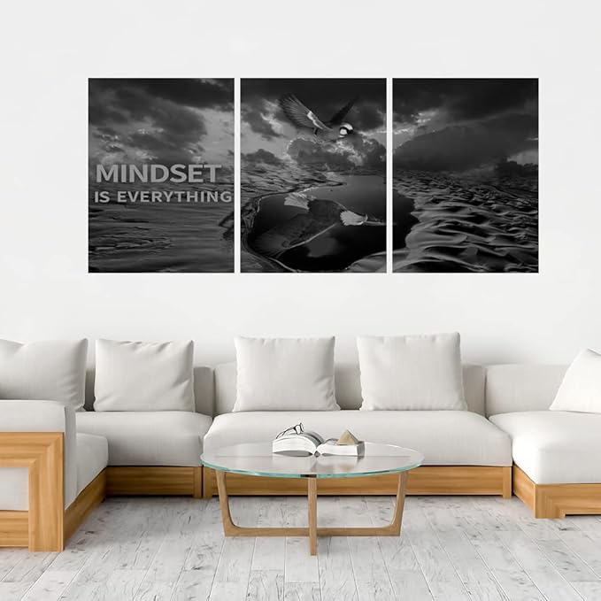 Yetaryy 3 Panels Inspirational Canvas Painting Motivational Wall Art Success Framed Poster Grind Hustle Positive Quotes Wall Poster Office Inspirational Wall Decor 36''W x 16''H (Animals-HeiYing-3S)