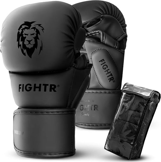 FIGHTR® MMA Sparring Gloves with Best fit for Maximum Stability | with Extra Thick Padding | for Sparring, MMA, Boxing, Kickboxing & Martial Arts | incl. Carrying Bag