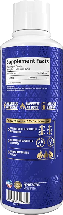 L Carnitine Liquid 3000 | Stimulant-Free L-Carnitine Supplement for Men & Women | Pre-Workout Energy Boost & Muscle Recovery | Zero Sugar, Fat, & Carbs | 31 Servings (Bombsicle)