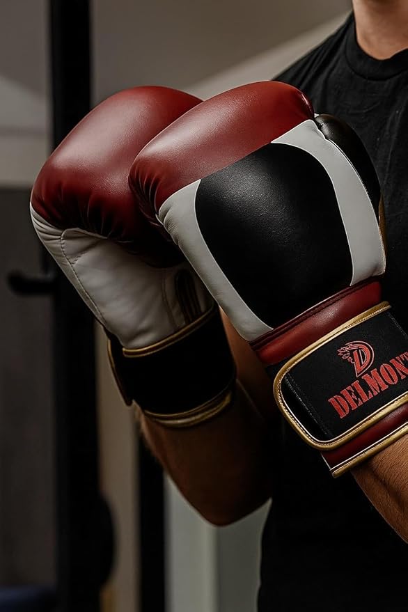Delmont Boxing Gloves for Men and Women - Heavy Bag, Kickboxing, Sparring & Training Gloves with Multi-Layer Padding, Wrist Support & Breathable Lining - Pro Gloves for Adult Fighters & Beginners