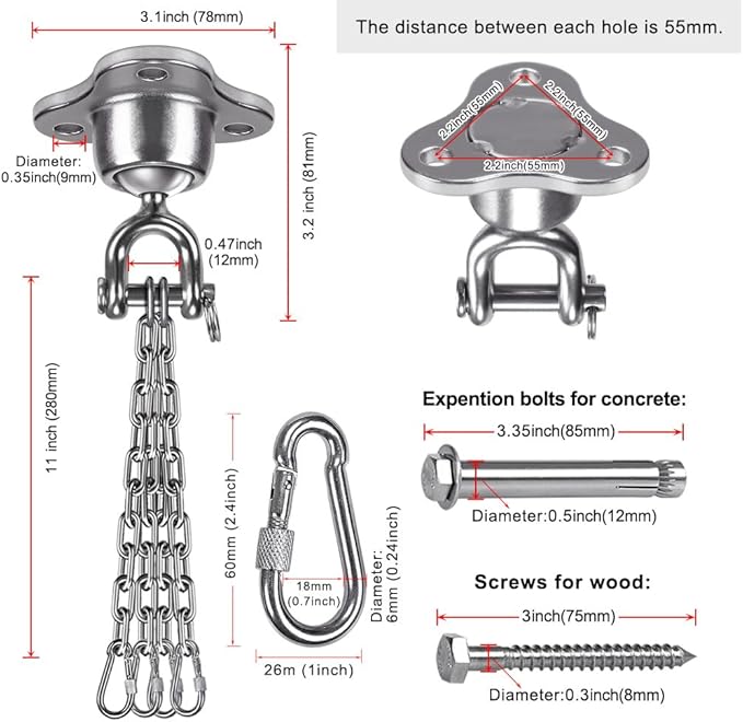 SELEWARE Boxing Punching Bag Hanger, Heavy Bag Hanger Bracket for Heavy Bag Boxing Muay Thai Training Hardware