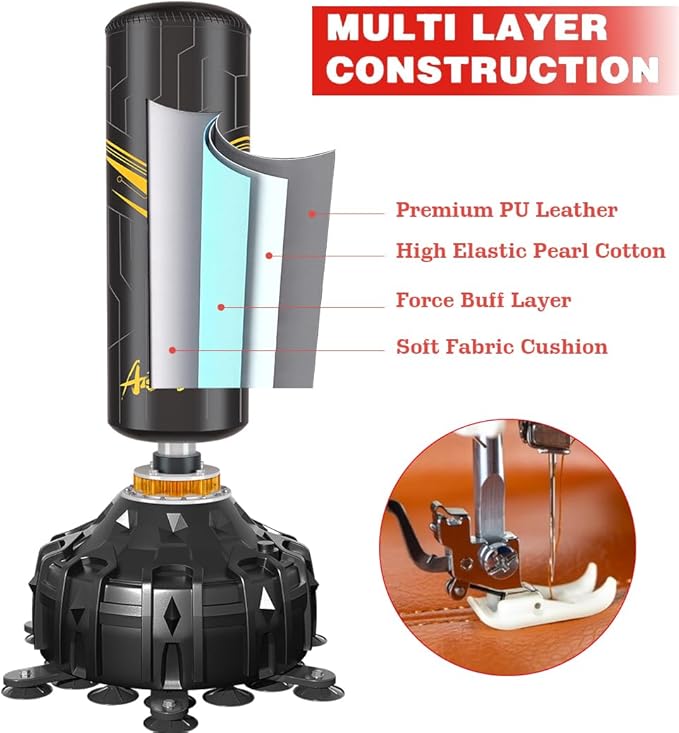 Freestanding Punching Bag with Boxing Gloves, Boxing Bag with Suction Cup Base for Adult Teens-Standing Kickboxing Bag for Home Office Gym