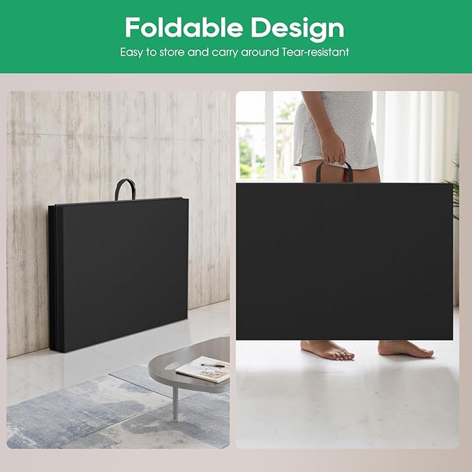 Gymnastics Tumbling Mats Portable Gymnastics Mat Foldable Tumbling Mat 2'x6'/4'x8' PU Leather Exercise Mat Yoga Mat with Carrying Handles for home Workout outdoor Yoga Gymnastics