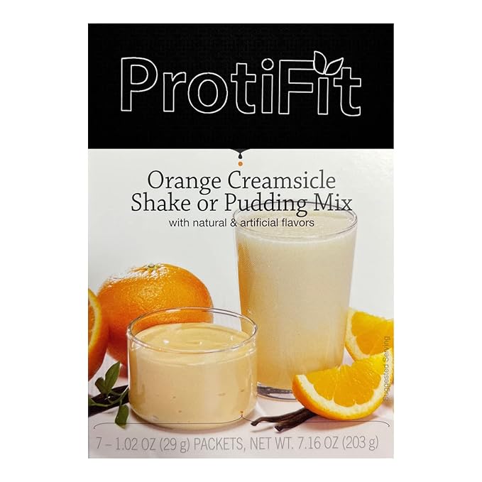 PROTIFIT - High Protein Pudding/Shake Mix, 15g Protein, Low Calorie, Low Fat, Low Carb, Aspartame Free, Idea Protein Compatible, Meal Replacement, 7 Servings Per Box (Orange Creamsicle)