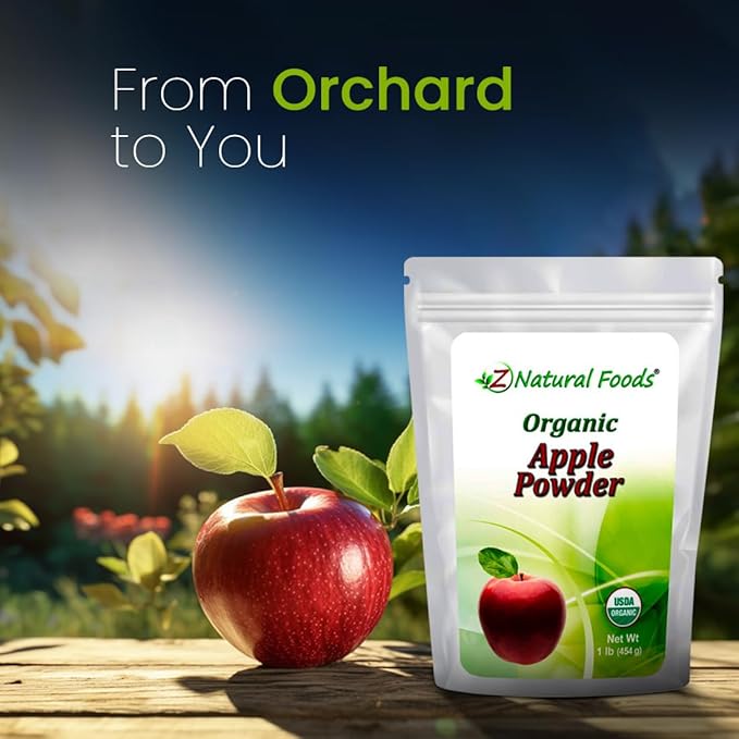 Z Natural Foods Organic Apple Powder, Superfood Powder for Digestive Support and Energy Boost, Ideal for Juice, Smoothies, and Recipes, Non-GMO, Vegan, Gluten-Free, Kosher, 1 lb.