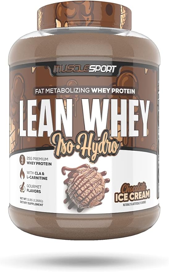 Musclesport Lean Whey Revolution™ Protein Powder - Whey Protein Isolate - Low Calorie, Low Carb, Low Fat, Incredible Flavors - 25g Protein per Scoop - 5lb Chocolate Ice Cream