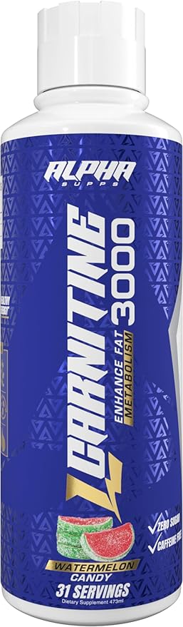 L Carnitine Liquid 3000 | Stimulant-Free L-Carnitine Supplement for Men & Women | Pre-Workout Energy Boost & Muscle Recovery | Zero Sugar, Fat, & Carbs | 31 Servings (Watermelon Candy)