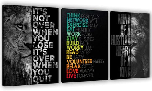 Motivational Canvas Painting Wall Art Execution Grind Hustle Inspirational Wall Art Success Entrepreneur Poster Positive Quotes Wall Poster Framed for Home Office Wall Decor[60''Wx 28''H]