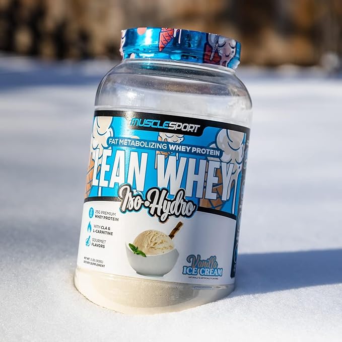 Musclesport Lean Whey Revolution™ Protein Powder - Whey Protein Isolate - Low Calorie, Low Carb, Low Fat, Incredible Flavors - 25g Protein per Scoop - 5lb Vanilla Ice Cream