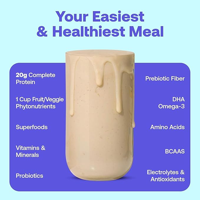 Happy Viking Vanilla Bean Plant Protein Powder, Created by Venus Williams, 20G Protein, Low Carb, Keto, Vegan, Gluten-Free, Non-GMO, Superfoods, Complete Meal Replacement, 8 Single Serve Packs