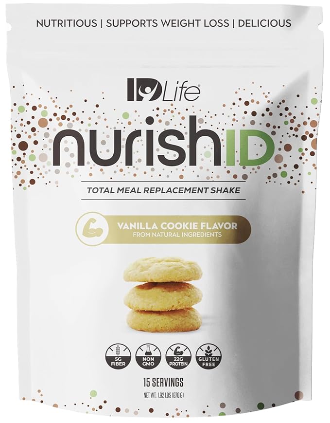 IDLife Vanilla Cookie NurishID Meal Replacement Shake - with Slow-Digesting Carbs, Superfoods, Vegetable Blend and Adaptogenic Mushrooms - 15 Servings