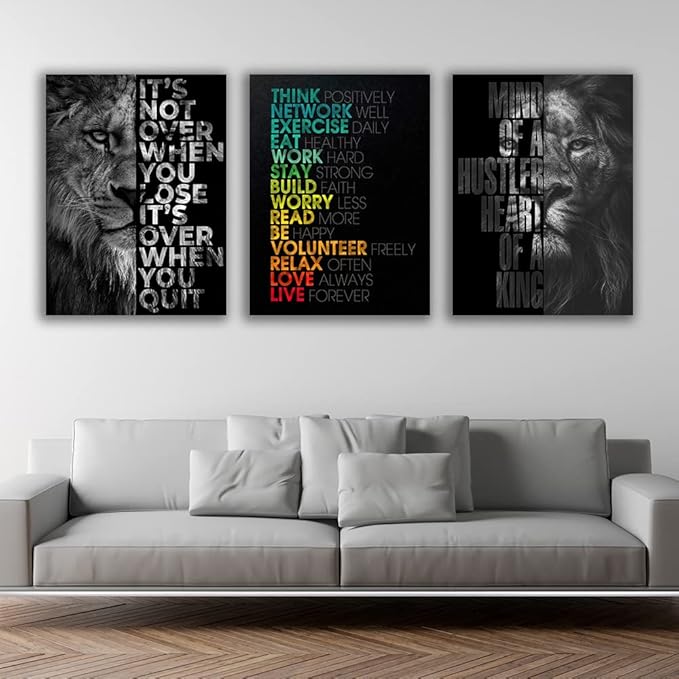 Motivational Canvas Painting Wall Art Execution Grind Hustle Inspirational Wall Art Success Entrepreneur Poster Positive Quotes Wall Poster Framed for Home Office Wall Decor[48''Wx 24''H]