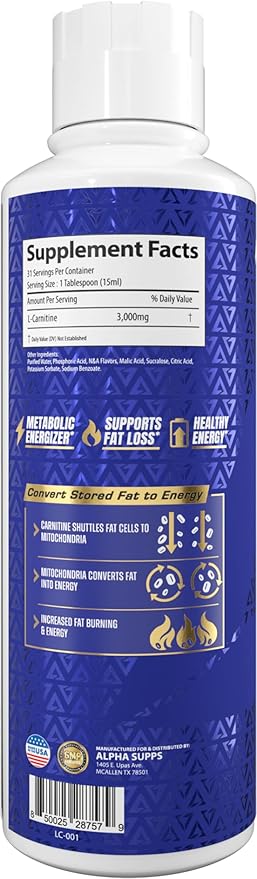 L Carnitine Liquid 3000 | Stimulant-Free L-Carnitine Supplement for Men & Women | Pre-Workout Energy Boost & Muscle Recovery | Zero Sugar, Fat, & Carbs | 31 Servings (Cherry Lime Slush)