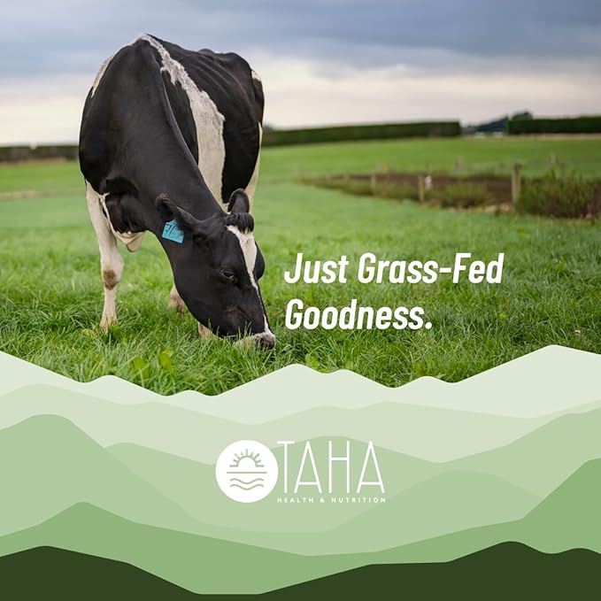 Taha Health & Nutrition Vanilla Flavored Whey Protein Concentrate Powder, 25g Protein, 140 Calories, 2g Sugar | New Zealand Grass-Fed, Free-Range Dairy | Gluten and Soy Free, Keto, Kosher | 2LB