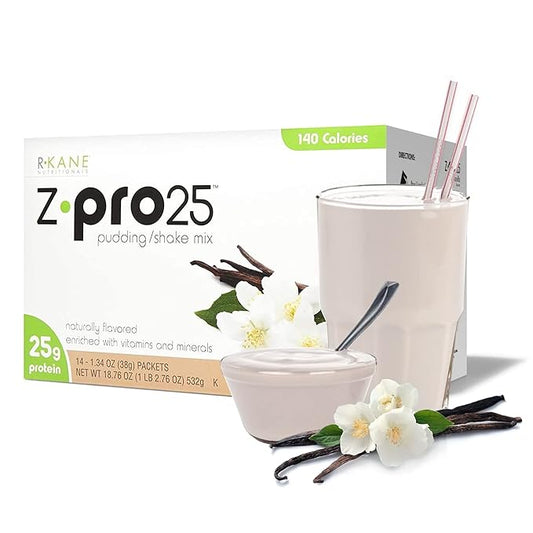 Z-Pro Vanilla Protein Drink Mix - High Protein, Low Calorie Low Fat Shake and Pudding Mix - Meal Replacement, On-the-Go Packets - Breakfast Boost - 25g Protein - 14 Packets