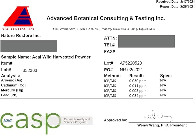 Nature Restore Wild Harvested Acai Berry Powder, 8 Ounces, Non GMO, Gluten Free, Brazilian Wild Grown