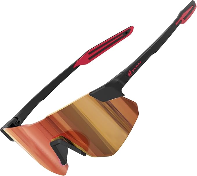 YAMAS Sport Sunglasses for Mens Womens, Wrap around Sunglasses, Non-Slip Nose Pads for Climbing and Running, UV400 Protection