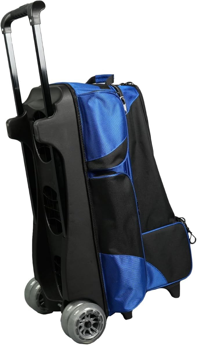 ELITE Deluxe 3-4-5 Bowling Ball Roller Bag with (4) 5" Smooth Wheels - 4 Large Accessory Pockets, Shoe Compartment, Extendable Handle