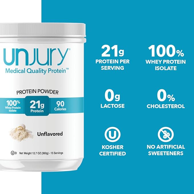 Unflavored Protein Powder | 21g 100% Whey Isolate Protein Powder | Unflavored Whey Protein Powder | Low Carb and Sugar Free Whey Protein Isolate | Gluten Free | Certified Kosher | 15 Servings