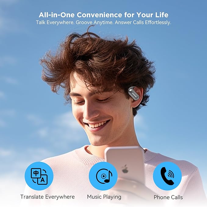 BUGANI Open Ear Headphones Wireless Earbuds,5.4 Bluetooth Headphones, IPX5 Waterproof Ear Buds for Running Workout Cycling Gift (Black)