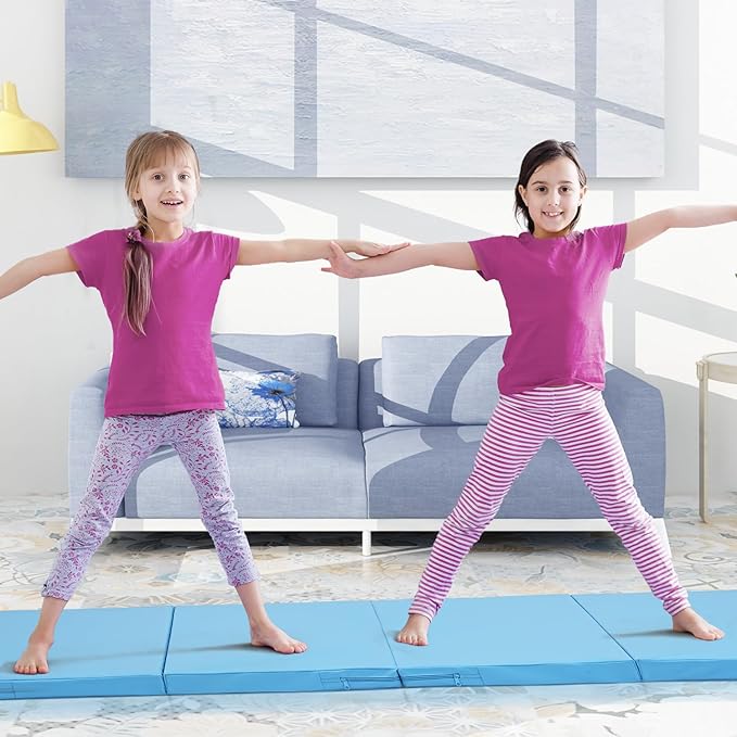 ZENOVA Gymnastics Mat 6'x3'x2''/4'x8'x2'' Exercise Mat Gym Mat for Home Aerobics Workout Foldable Tumbling Mat Children Gifts