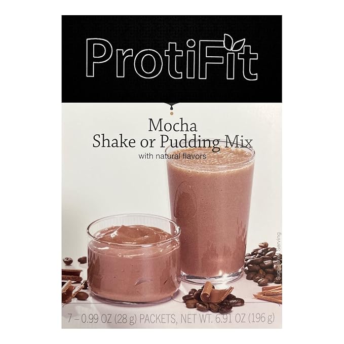 PROTIFIT - High Protein Pudding/Shake Mix, 15g Protein, Low Calorie, Low Fat, Low Carb, Aspartame Free, Idea Protein Compatible, Meal Replacement, 7 Servings Per Box (Mocha)