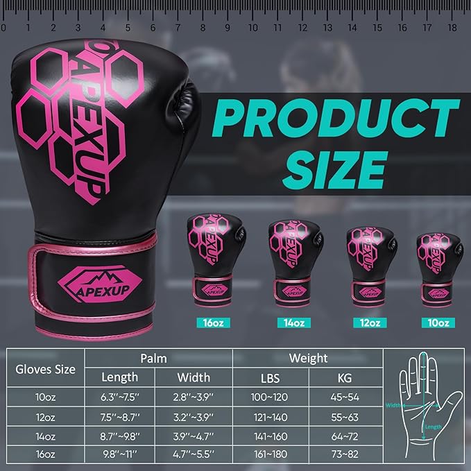 APEXUP Boxing Gloves for Men Women, Integrated Thickened Padding, Boxing Training Kickboxing Heavy Bag Gloves for MMA Kickboxing Muay Thai Sparring