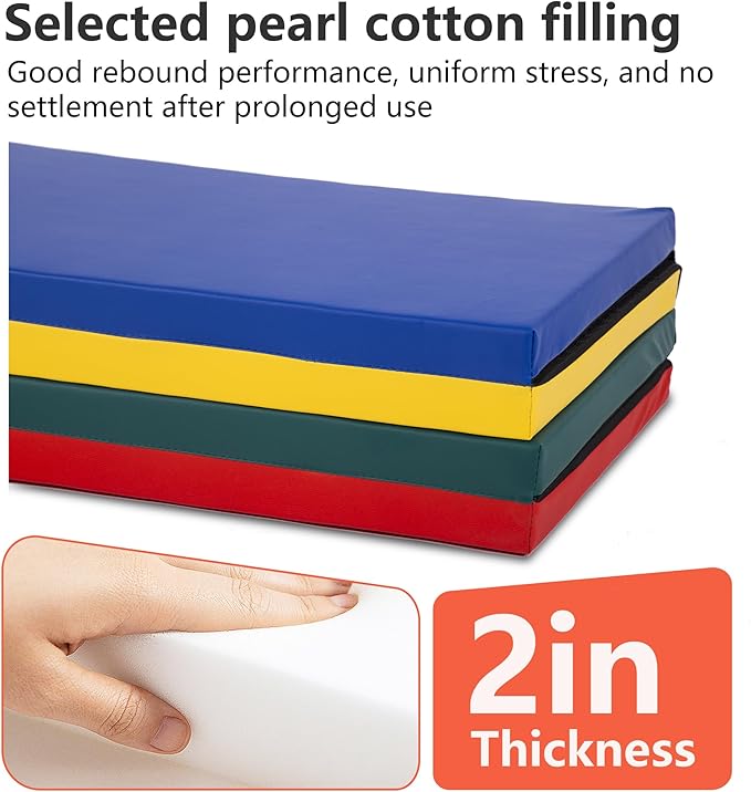 Gymnastics Tumbling Mats Portable Gymnastics Mat Foldable Tumbling Mat 2'x6'/4'x8' PU Leather Exercise Mat Yoga Mat with Carrying Handles for home Workout outdoor Yoga Gymnastics