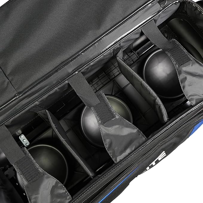 ELITE Deluxe 3-4-5 Bowling Ball Roller Bag with (4) 5" Smooth Wheels - 4 Large Accessory Pockets, Shoe Compartment, Extendable Handle