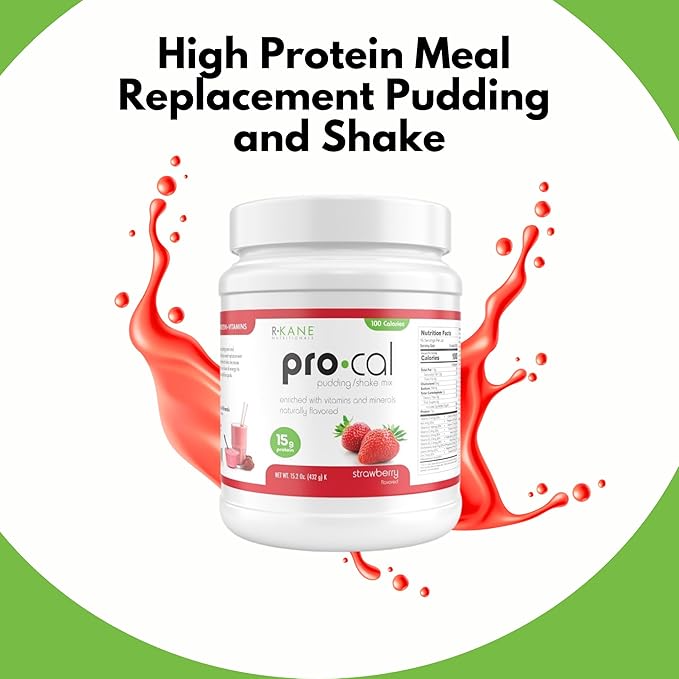 Pro-Cal Strawberry Meal Replacement Powder, 16.4 oz – High Protein, Low Calorie Shake & Pudding Mix – 16 Servings, Delicious & Easy to Prepare – Supports Healthy Weight Management (15.2oz, Strawberry)