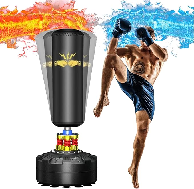 Punching Bag for Adults 70'', OKUGAFIT Freestanding Punching Bag for Adults -Suction Cup- Boxing Bag with Stand for MMA Muay Thai Fitness，Required Sand Refilling