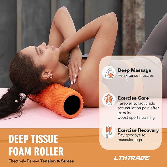 Foam Roller, Trigger Point Foam Roller Massage Roller for Physical Therapy & Back Pain, Deep Tissue Massage Roller for Exercise, Pilates, Yoga (Orange)