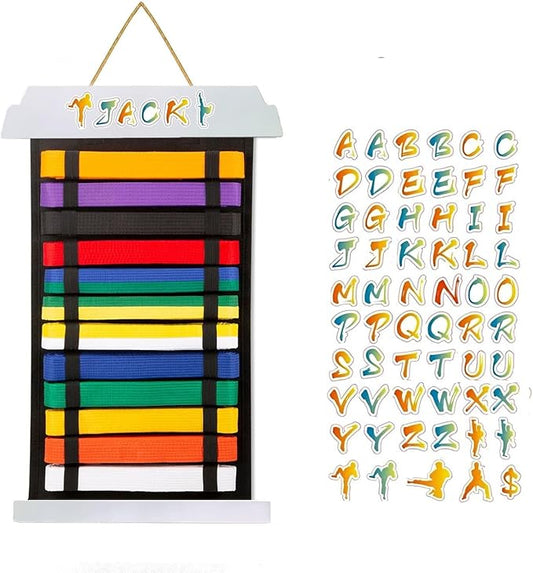 Karate Belt Display Rack - Holds Up to 12 Belts, Taekwondo & BJJ Belt Display Holder for Martial Arts, No Assembly Required, Martial Arts Belt Display for Teenagers & Adults
