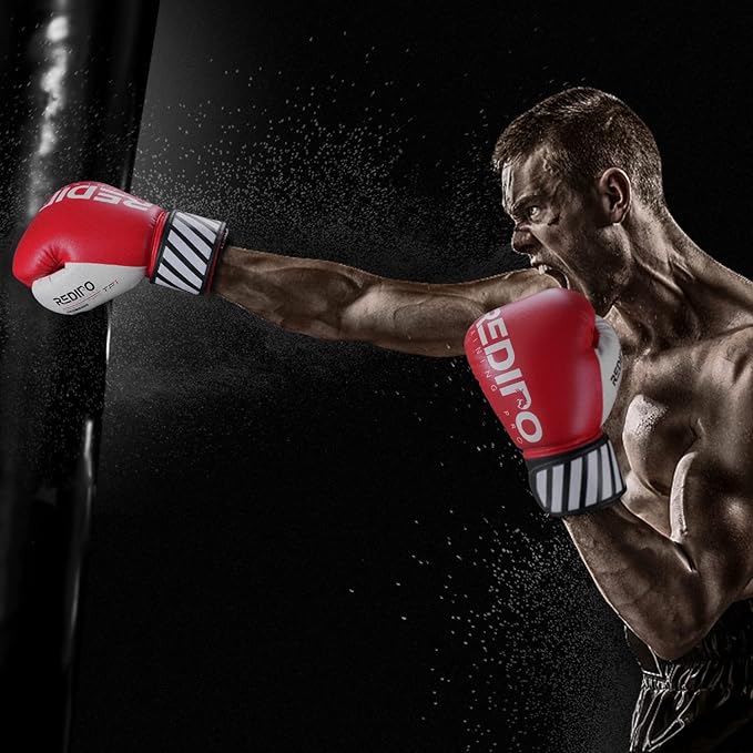 Boxing Gloves for Men & Women, Premium Leather Sparring Heavy Bag Training Gloves, Pro Punching Bag Gloves for Muay Thai, Kickboxing, MMA