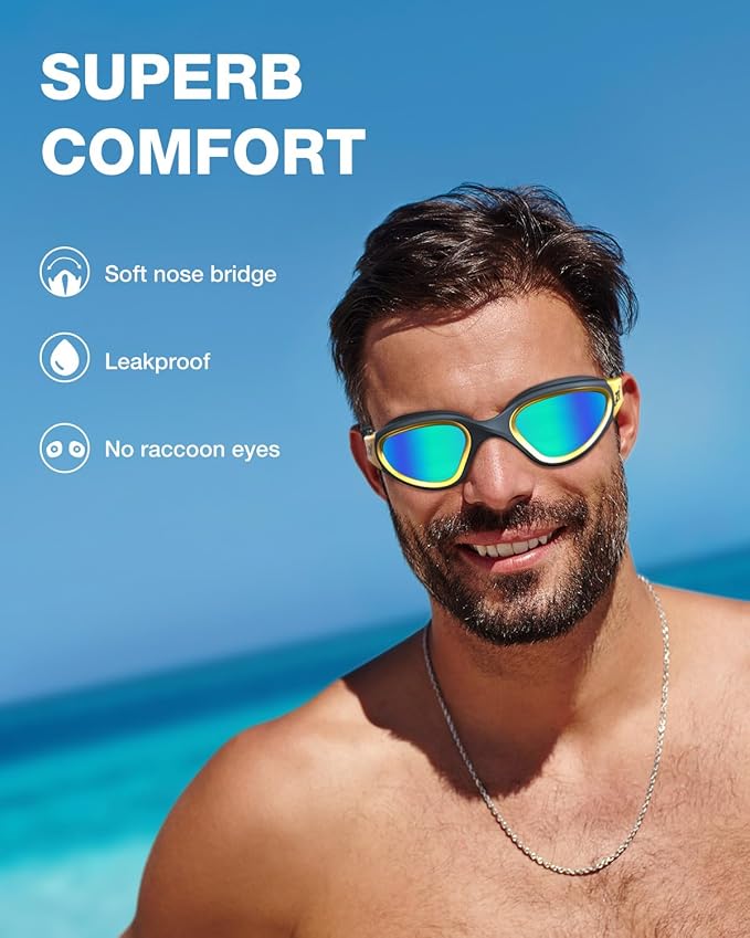 ZIONOR Swim Goggles, G1 MAX Polarized Anti-Fog Swimming Goggles for Men Women