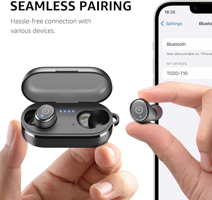 TOZO T10 Wireless Earbuds Bluetooth 5.3 Headphones, App Customize EQ, Ergonomic Design, 55H Playtime, Wireless Charging Case, IPX8 Waterproof Sound in-Ear Headset, 2025 New Version
