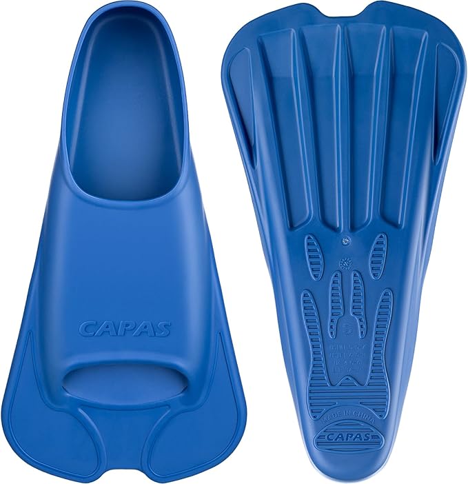 CAPAS Swim Training Fins Comfortable Silicone Lap Swimming Short Blade Floating Flippers with Mesh Bag for Adult Men Women Build Leg Strength