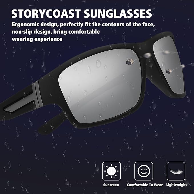 STORYCOAST Polarized Sports Sunglasses for Men Women Unbreakable Frame Cycling Fishing Driving
