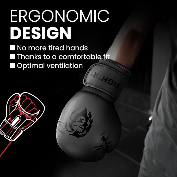 FIGHTR® Boxing Gloves - Maximum Protection & Stability | Boxing Gloves for Boxing, MMA, Muay Thai & Kickboxing | Sizes 8-16 oz
