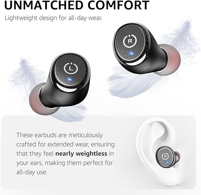 TOZO T10 Wireless Earbuds Bluetooth 5.3 Headphones, App Customize EQ, Ergonomic Design, 55H Playtime, Wireless Charging Case, IPX8 Waterproof Sound in-Ear Headset, 2025 New Version