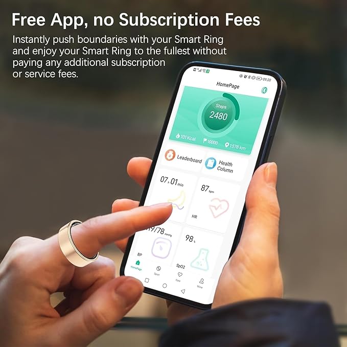 Health Tracker Ring, Smart Health Ring for Women Men with Heart Rate, Blood Oxygen, Sleep Monitor, Steps,Calories, No Subscription Fee, IP68 Waterproof Smart Ring for iPhone & Android (Rose Gold, 11#)