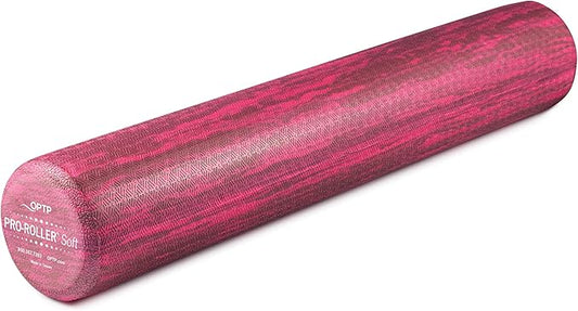 OPTP PRO-Roller Soft Density Foam Roller – Low Density Soft Foam Roller for Physical Therapy, Pilates, Yoga Foam Roll Exercises, and Muscle Recovery - Pink 36" x 6"