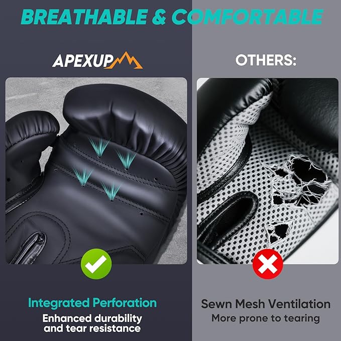 APEXUP Boxing Gloves for Men Women, Integrated Thickened Padding, Boxing Training Kickboxing Heavy Bag Gloves for MMA Kickboxing Muay Thai Sparring