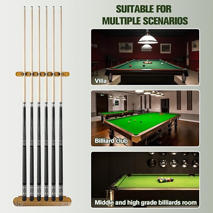 Pool Stick Holder - Wall Mounted with 6/8 Stick Capacity
