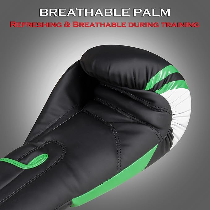 Boxing Gloves for Men & Women – Faux Leather Muay Thai, Kickboxing, MMA & Sparring Gloves – Training Heavy Bag Gloves with Secure Wrist Strap & Thumb Lock – 2 4 6 8 10 12 14 16oz