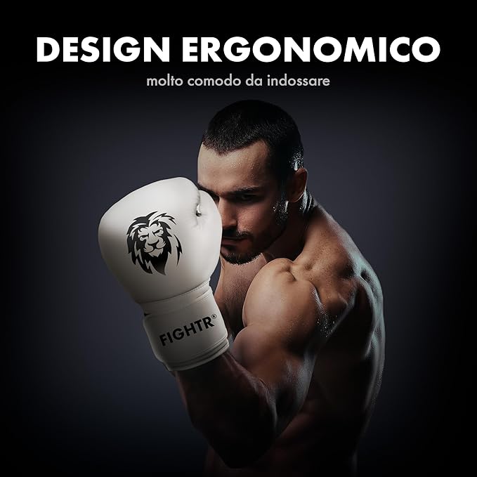 FIGHTR® Pro Boxing Gloves Made of Genuine Leather | Men and Women | for Boxing, MMA, Muay Thai, Kickboxing & Martial Arts 10 12 14 16 oz | incl. Carrying Bag