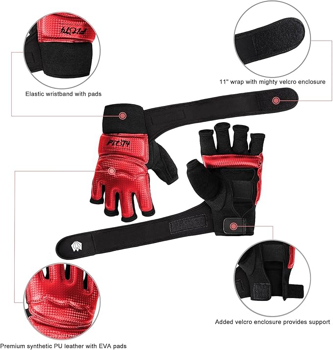 FitsT4 Sports Half Mitts MMA UFC Training Boxing Punch Bag Martial Arts Gloves