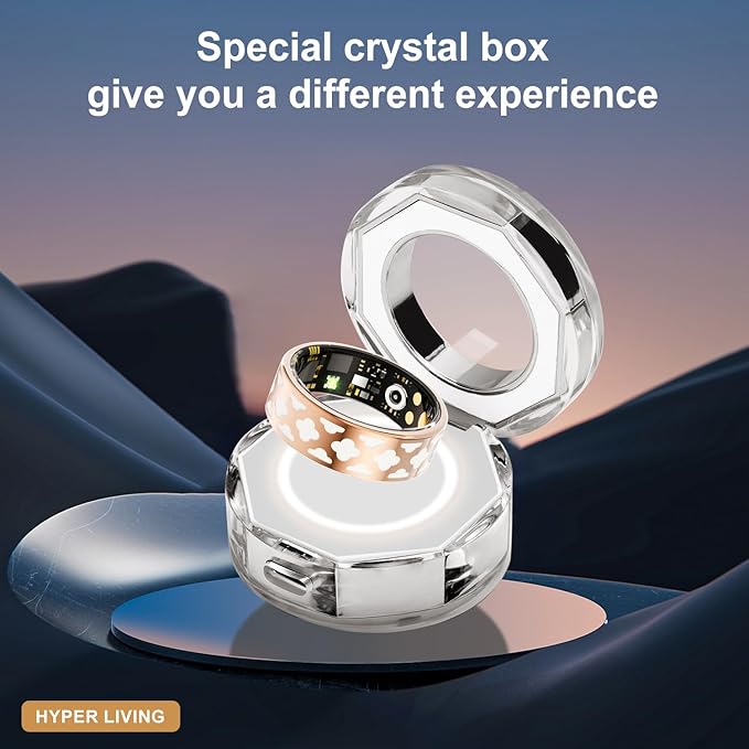 Smart Ring Health Tracker, Sleep Tracker Ring with Heart Rate, Blood Oxygen, Sleep Quality Monitoring, Air Gesture (Black, Size 7-14)